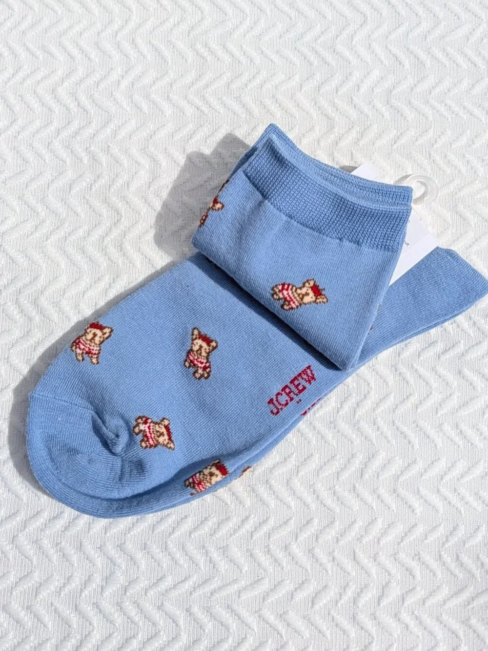 J.Crew French Bulldog Boot Socks - Blue Dog Pattern One Size - NWT